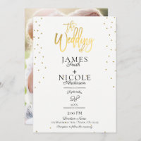 Moderne Minimal Goldfolie Full Foto Back Wedding