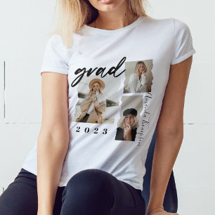 Moderne Minimal Grad Drehbuch Drei Foto Abschluss T-Shirt