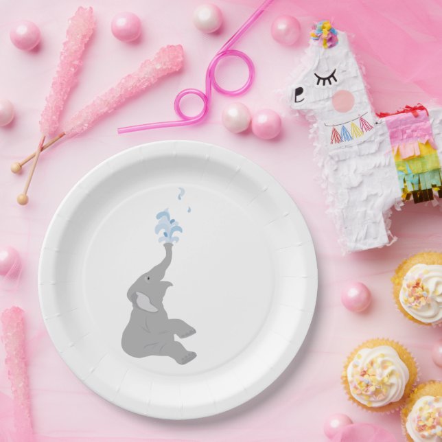 Moderne Minimal-Graue Elephant Dusche Party Teller (Party)