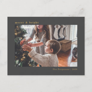 Moderne Minimal Graue Weihnachtsfotokarte Postkarte