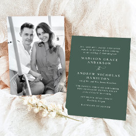 Moderne Minimal Green Foto Hochzeit Einladung