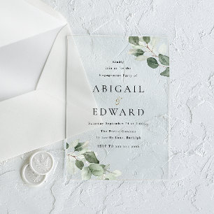 Moderne Minimal Green Leaf Engagement Party Acryleinladungen