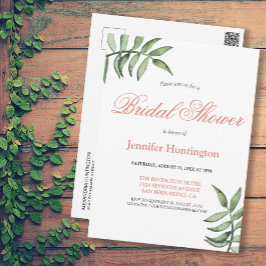 Moderne Minimal Greenery Bridal Dusche Einladung Postkarte
