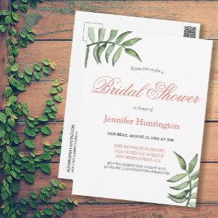Moderne Minimal Greenery Bridal Dusche Einladung Postkarte