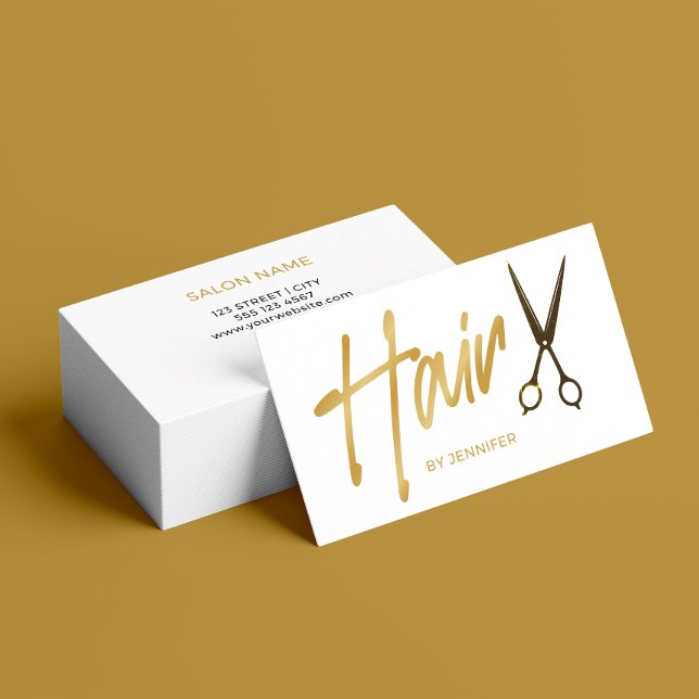 Moderne Minimal Hair Stylist Business Card Visitenkarte (Card shown in standard size, choose size, corner and paper style.)
