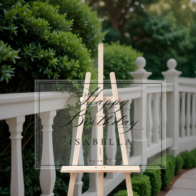 Moderne Minimal Happy Birthday Script Typografie Acrylschild (Modern Minimal Happy Birthday Script Typography Acrylic Sign
)