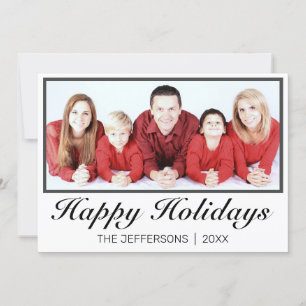 Moderne Minimal Happy Holidays Foto Holiday Card Feiertagskarte