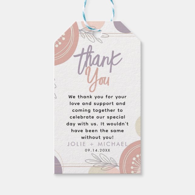 Moderne Minimal Heart Boho Babydusche Geschenkanhänger (Vorderseite)