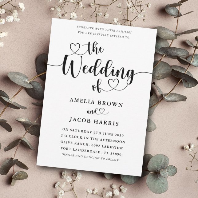 Moderne Minimal Herz Schwarz & Weiß Hochzeit Einladung (Von Creator hochgeladen)