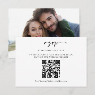 Moderne Minimal-HochzeitQR-Code-Foto RSVP-Karte RSVP Karte
