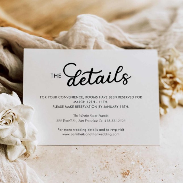 Moderne Minimal-Hochzeitskarte Begleitkarte (Modern Wedding Details Card)
