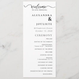 Moderne Minimal-Hochzeitsprogramme Programm