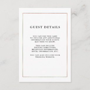 Moderne Minimal Imitate Rose Gold Border Guest Det Begleitkarte
