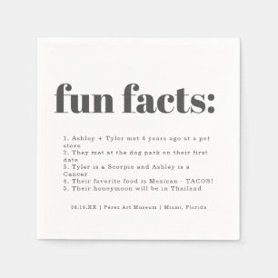 Moderne Minimal-Kohle   Fun Facts Wedding Serviette