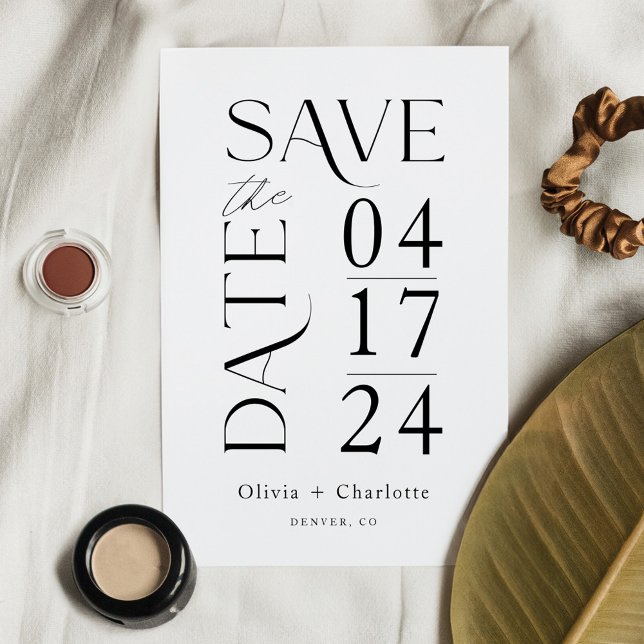 Moderne Minimal kühne Save the Date Typografie (Modern Minimal Bold Save the Date Typographic)