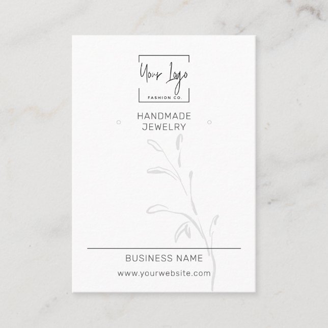 Moderne Minimal Leaf Social QR Schmuckkarte Telefonnummerkarte (Vorderseite)