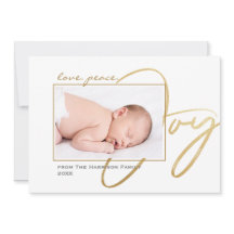 Moderne Minimal Liebe Peace Joy Baby Foto Family