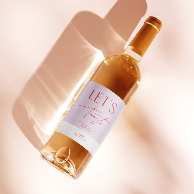 Moderne Minimal Lila Personalisierte Hochzeitsflas Weinetikett (Von Creator hochgeladen)