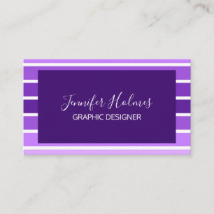 Moderne Minimal Lila White Stripes Business Card Visitenkarte