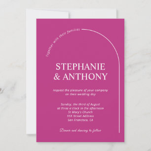 Moderne Minimal Magenta mit Arch Wedding Einladung