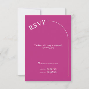 Moderne Minimal Magenta mit Arch Wedding RSVP Karte