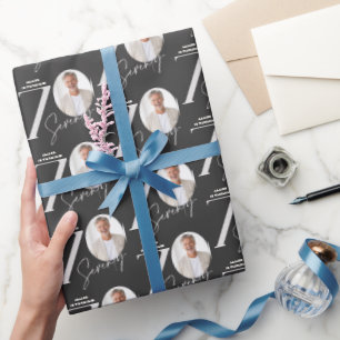Moderne Minimal-Milestone-Foto zum 70. Geburtstag Geschenkpapier