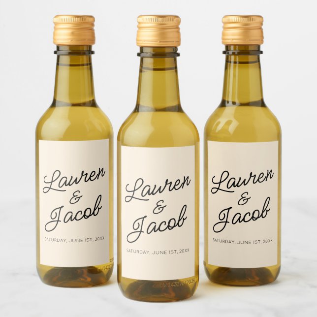 Moderne Minimal Minimalistisch Champagner Wedding  Weinetikett (Flaschen)