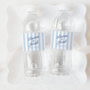 Moderne Minimal Minimalistische Blaue Streifen Hoc Wasserflaschenetikett