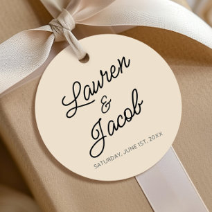 Moderne Minimal Minimalistische Champagnerhochzeit Geschenkanhänger