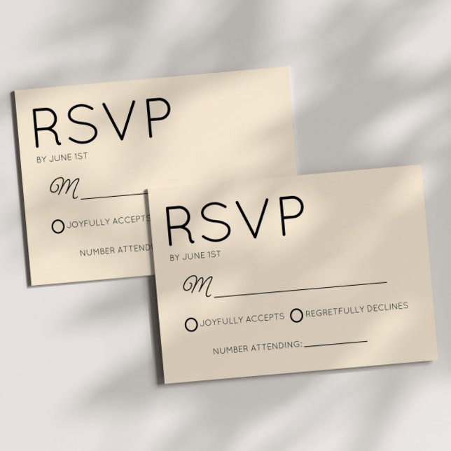 Moderne Minimal Minimalistische Champagnerhochzeit RSVP Karte (Von Creator hochgeladen)