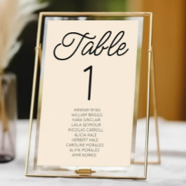 Moderne Minimal Minimalistische Champagnerhochzeit Tischnummer