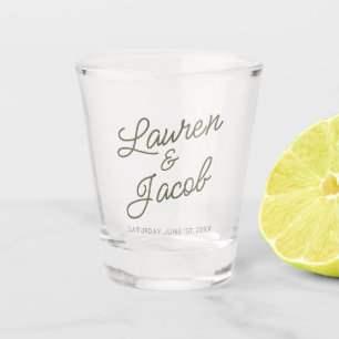 Moderne Minimal Minimalistische Grüne Hochzeit Schnapsglas