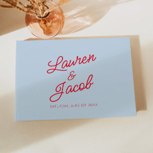 Moderne Minimal Minimalistische Hochzeit in Blau u Gästebuch