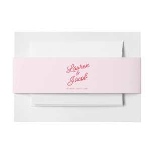 Moderne Minimal Minimalistische Hochzeit in Rosa u Einladungsbanderole