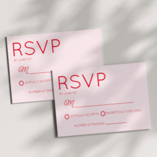 Moderne Minimal Minimalistische Hochzeit in Rosa u RSVP Karte