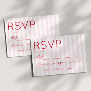 Moderne Minimal Minimalistische Rot Rosa Streifen  RSVP Karte