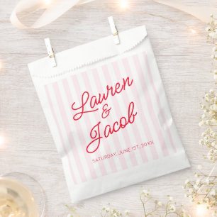 Moderne Minimal Minimalistische Rote Rosa Streifen Geschenktütchen