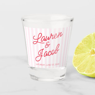 Moderne Minimal Minimalistische Rote Rosa Streifen Schnapsglas