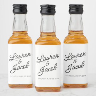 Moderne Minimal Minimalistische Schwarz-weiße Hoch Alkoholflaschenetikett