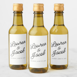 Moderne Minimal Minimalistische Schwarz-weiße Hoch Weinetikett