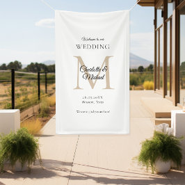 Moderne Minimal Monogram Wedding Willkommen Banner
