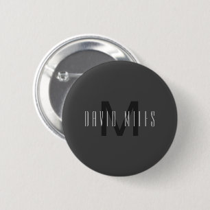 Moderne Minimal-Monogramm-Design Vorlag Dark Grey Button