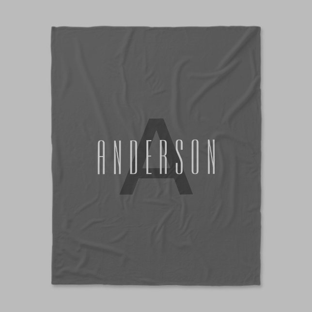 Moderne Minimal-Monogramm-Design Vorlag Dark Grey Fleecedecke (Von Creator hochgeladen)