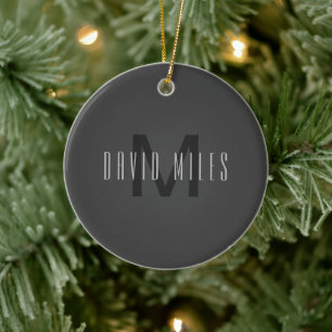 Moderne Minimal-Monogramm-Design Vorlag Dark Grey Keramik Ornament
