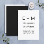 Moderne Minimal-Monogramm-Schwarz-Weiß-Hochzeit Einladung<br><div class="desc">Dieses elegante und elegante, schwarz-weiße Minimal Monogram Hochzeitsangebot ist leicht mit Ihren Hochzeitsinitialen personalisiert und eignet sich hervorragend für eine moderne, raffinierte Affäre in der modernen Sans Serif Typografie. Vielen Dank für die Unterstützung unseres kleinen Unternehmens, wir wissen es wirklich zu schätzen! Wir freuen uns sehr, dass Sie dieses Design...</div>
