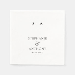 Moderne Minimal-Monogramm-Schwarz-Weiß-Hochzeit Serviette