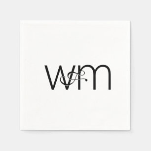 Moderne Minimal-Monogramm-Schwarz-Weiß-Hochzeit Serviette