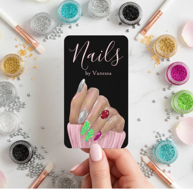 Moderne Minimal Nageldesign QR-Code Chic Visitenkarte (Von Creator hochgeladen)