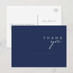 Moderne Minimal Navy Blue Silver Wedding Vielen Da Postkarte