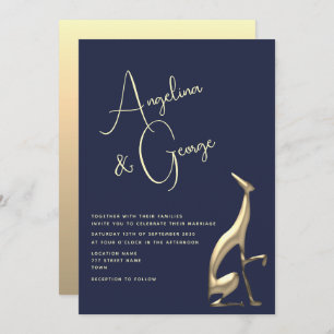 Moderne Minimal Navy Blue Wedding Einladung